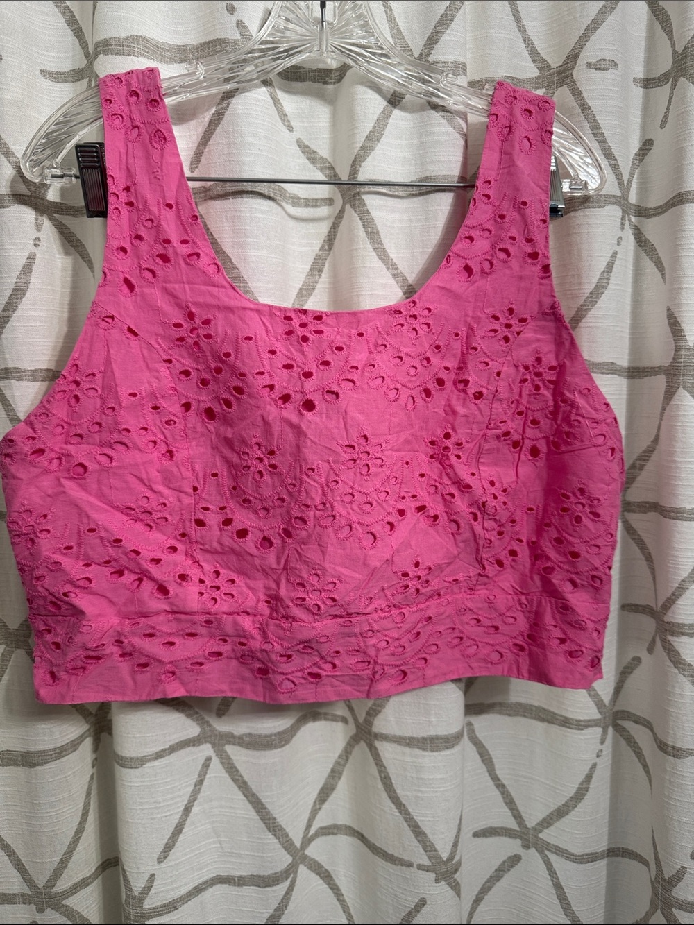 Calypso St. Barth Hot Pink Eyelet Crop Tank
